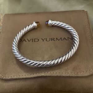 David Yurman Sterling Silver 6MM
Cable Flex Bracelet With Citrine and Diamonds